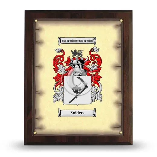 Sniders Coat of Arms Plaque