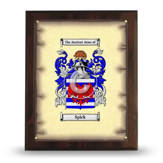 Spick Coat of Arms Plaque