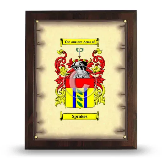 Sprakes Coat of Arms Plaque