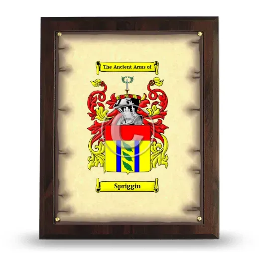 Spriggin Coat of Arms Plaque