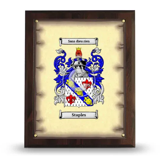Staples Coat of Arms Plaque
