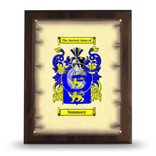 Summary Coat of Arms Plaque