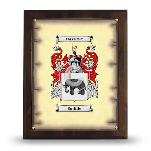 Sutliffe Coat of Arms Plaque