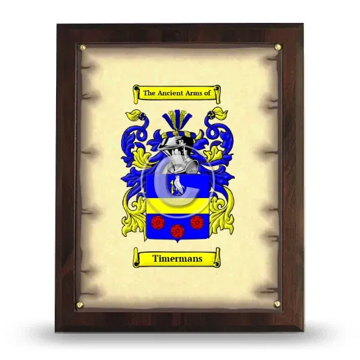 Timermans Coat of Arms Plaque