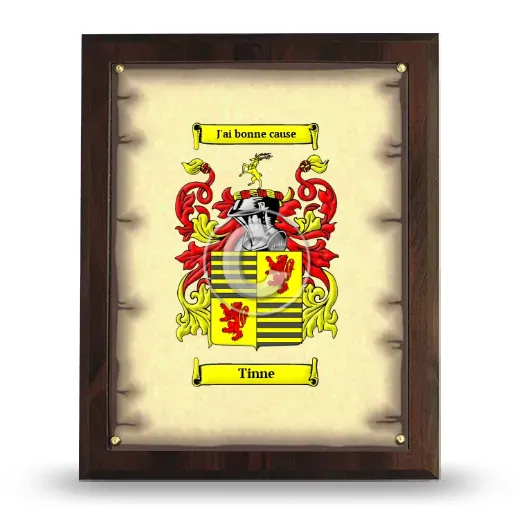 Tinne Coat of Arms Plaque