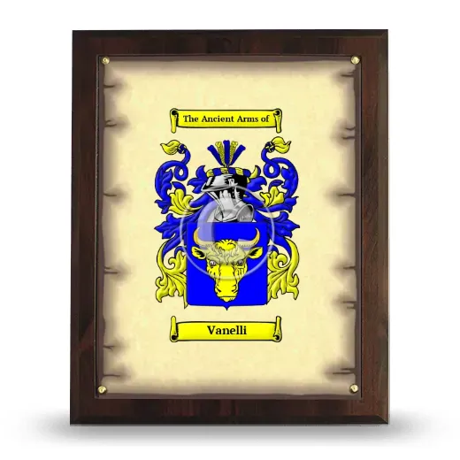 Vanelli Coat of Arms Plaque