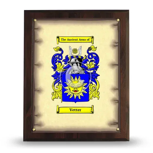 Vetter Coat of Arms Plaque