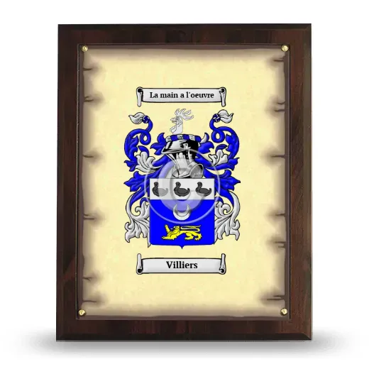 Villiers Coat of Arms Plaque