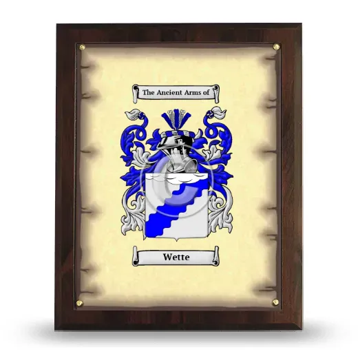 Wette Coat of Arms Plaque