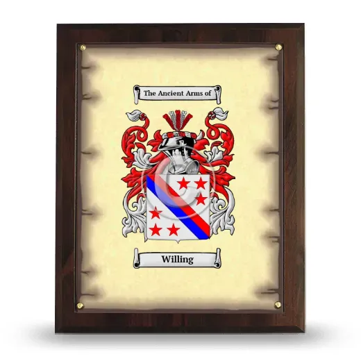 Willing Coat of Arms Plaque