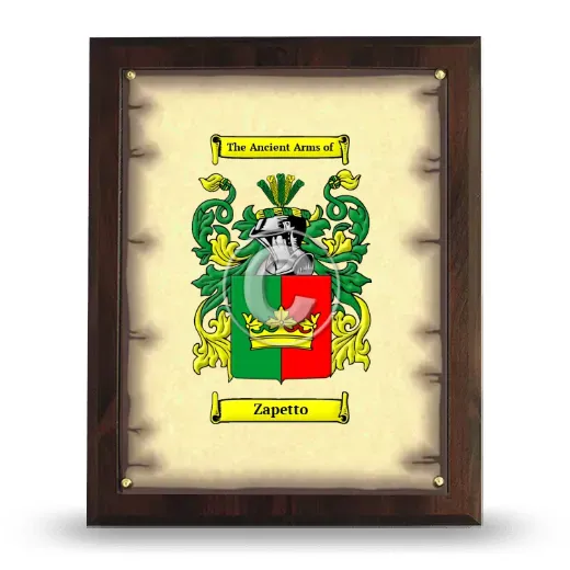 Zapetto Coat of Arms Plaque