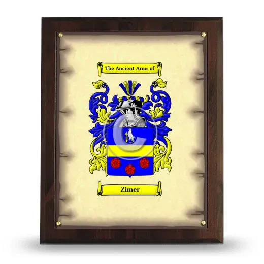 Zimer Coat of Arms Plaque