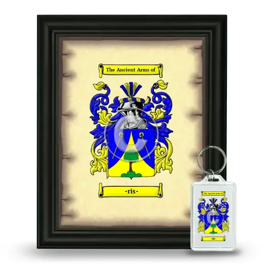 -ris- Framed Coat of Arms and Keychain - Black