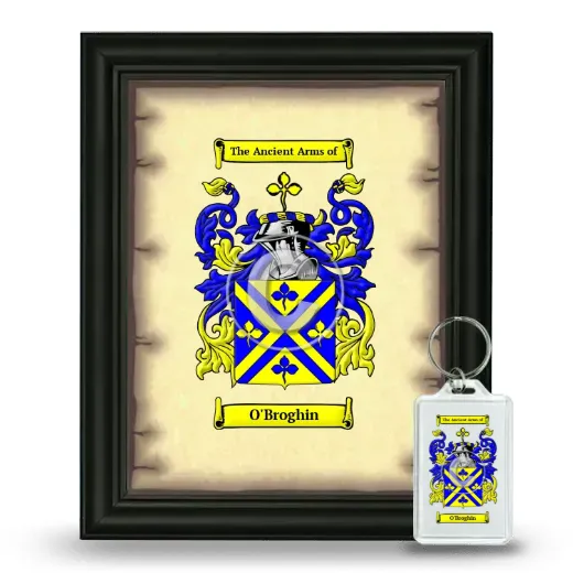 O'Broghin Framed Coat of Arms and Keychain - Black
