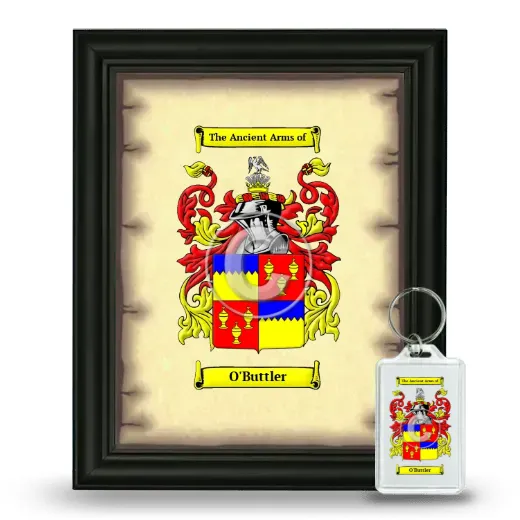 O'Buttler Framed Coat of Arms and Keychain - Black