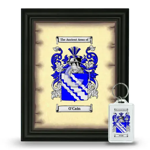 O'Cain Framed Coat of Arms and Keychain - Black