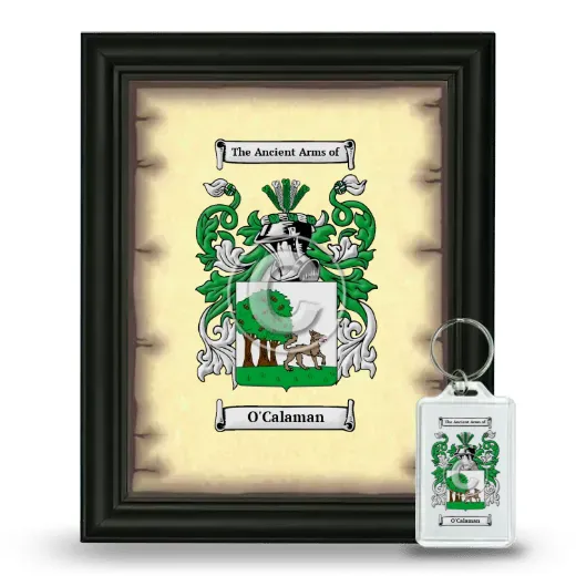 O'Calaman Framed Coat of Arms and Keychain - Black