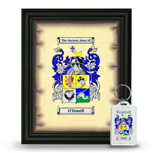 O'Donell Framed Coat of Arms and Keychain - Black