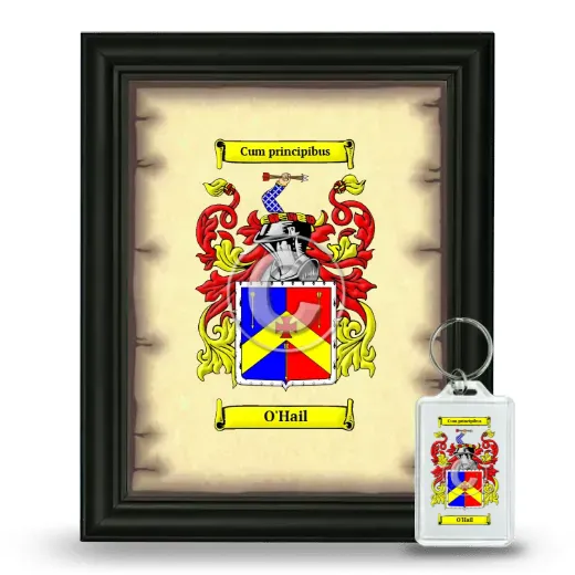 O'Hail Framed Coat of Arms and Keychain - Black