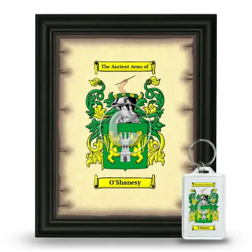 O'Shanesy Framed Coat of Arms and Keychain - Black