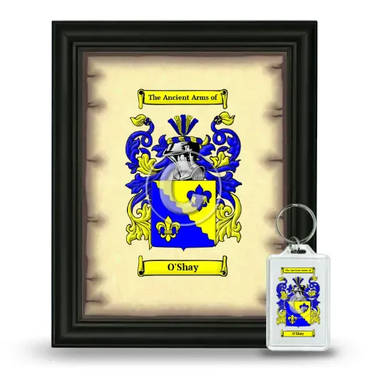 O'Shay Framed Coat of Arms and Keychain - Black