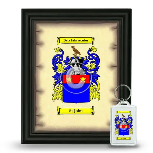 St John Framed Coat of Arms and Keychain - Black