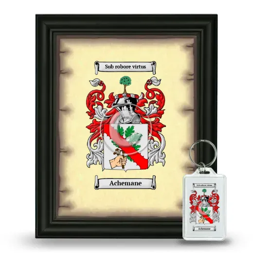Achemane Framed Coat of Arms and Keychain - Black