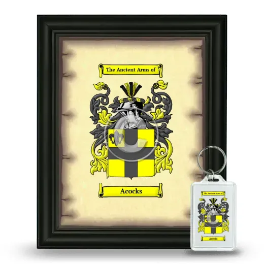 Acocks Framed Coat of Arms and Keychain - Black