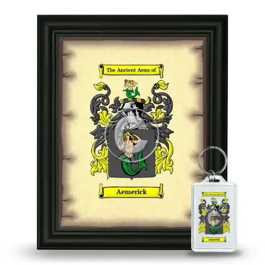 Aemerick Framed Coat of Arms and Keychain - Black