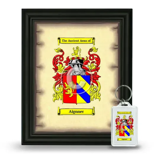Aignner Framed Coat of Arms and Keychain - Black