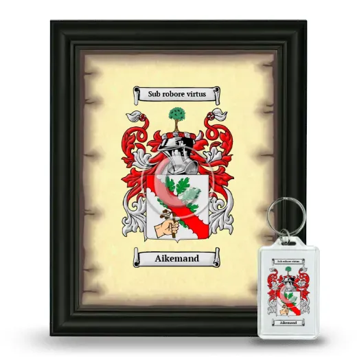 Aikemand Framed Coat of Arms and Keychain - Black