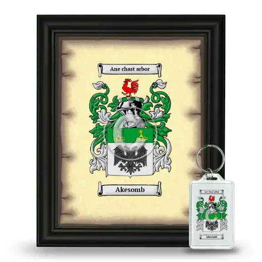 Akesomb Framed Coat of Arms and Keychain - Black
