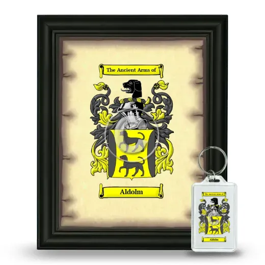 Aldolm Framed Coat of Arms and Keychain - Black