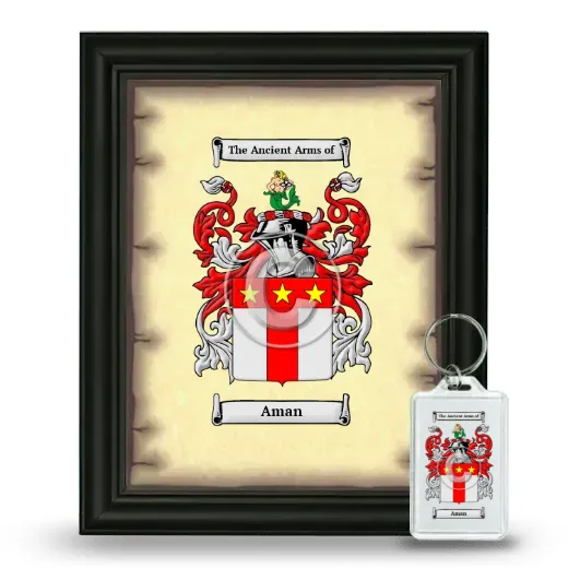 Aman Framed Coat of Arms and Keychain - Black