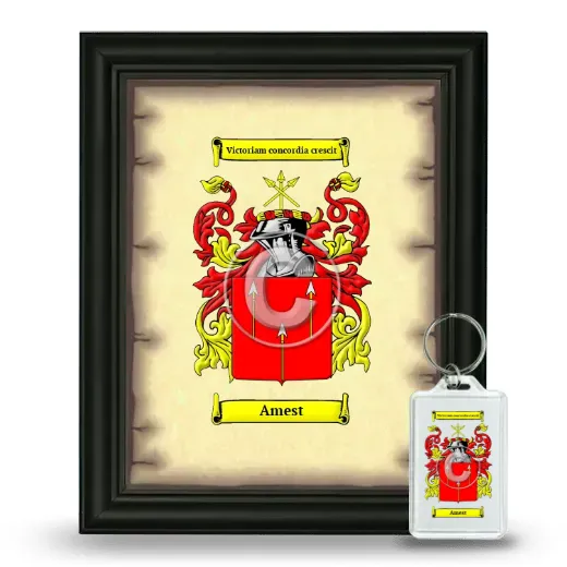 Amest Framed Coat of Arms and Keychain - Black