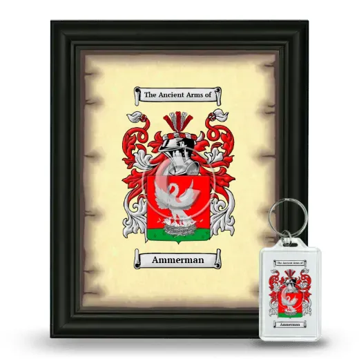 Ammerman Framed Coat of Arms and Keychain - Black