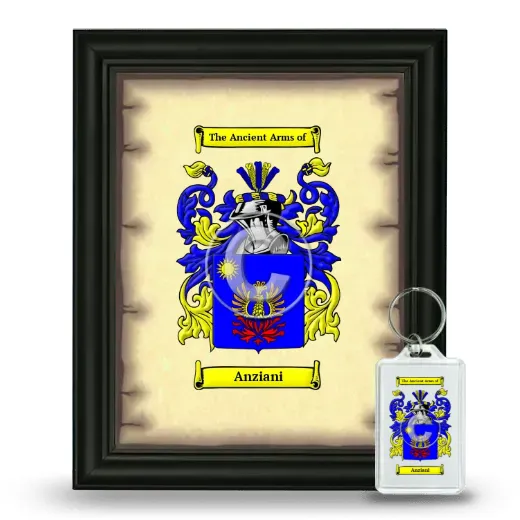 Anziani Framed Coat of Arms and Keychain - Black