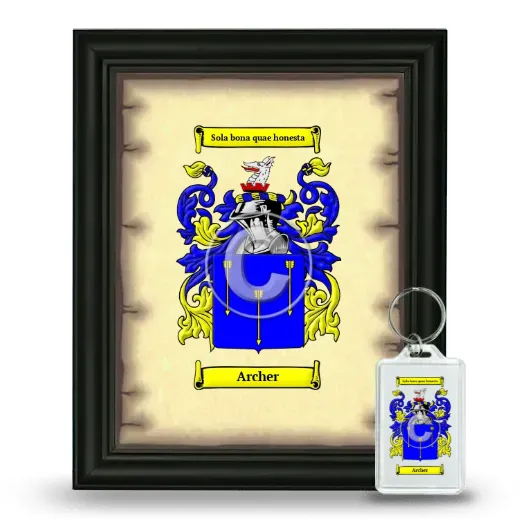 Archer Framed Coat of Arms and Keychain - Black