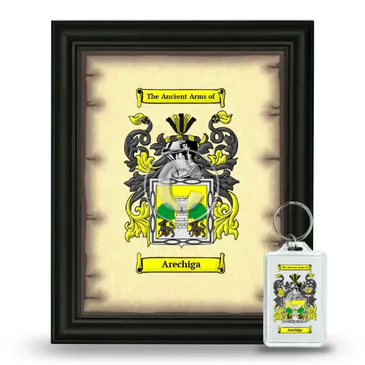 Arechiga Framed Coat of Arms and Keychain - Black