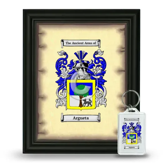 Argueta Framed Coat of Arms and Keychain - Black