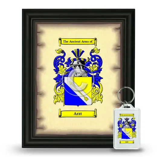 Arzt Framed Coat of Arms and Keychain - Black