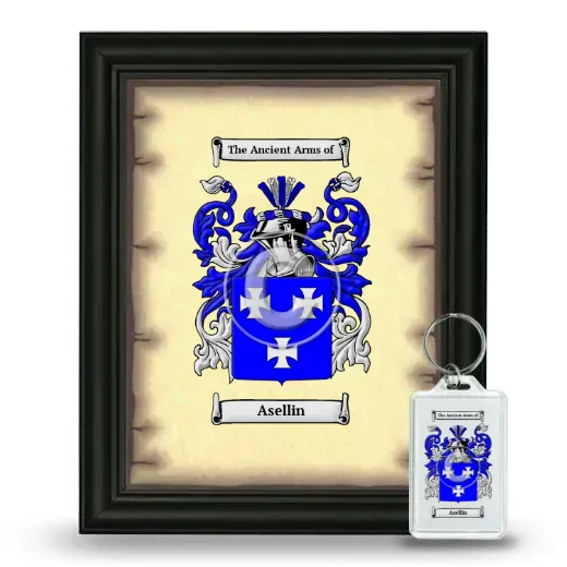 Asellin Framed Coat of Arms and Keychain - Black