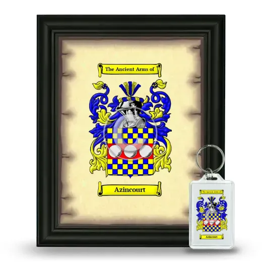 Azincourt Framed Coat of Arms and Keychain - Black