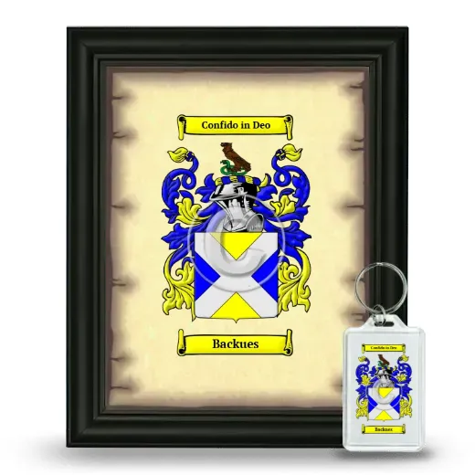 Backues Framed Coat of Arms and Keychain - Black