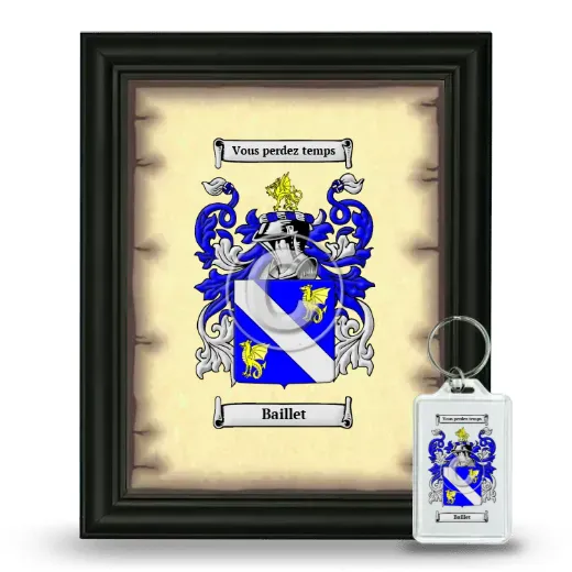 Baillet Framed Coat of Arms and Keychain - Black