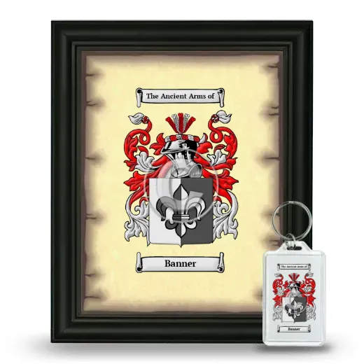 Banner Framed Coat of Arms and Keychain - Black
