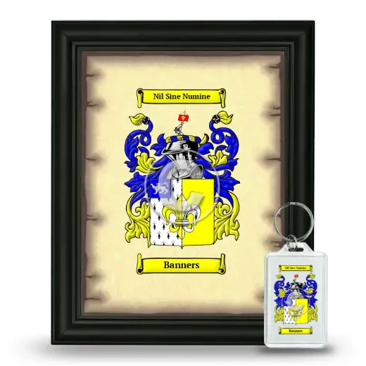 Banners Framed Coat of Arms and Keychain - Black