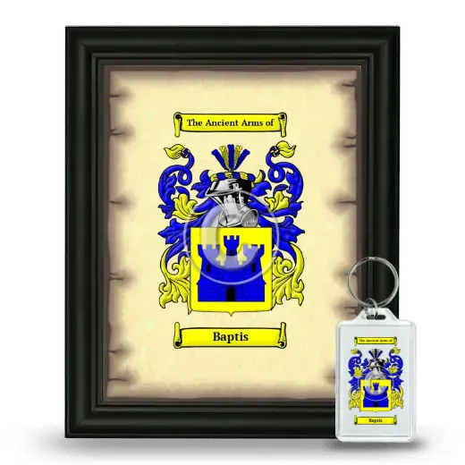 Baptis Framed Coat of Arms and Keychain - Black