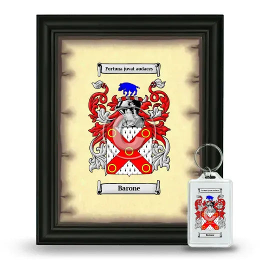 Barone Framed Coat of Arms and Keychain - Black