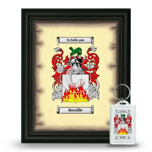 Bataille Framed Coat of Arms and Keychain - Black